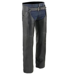 NWT Event Leather EL1101 Men's Classic Black Leather Chaps with Jean Pockets